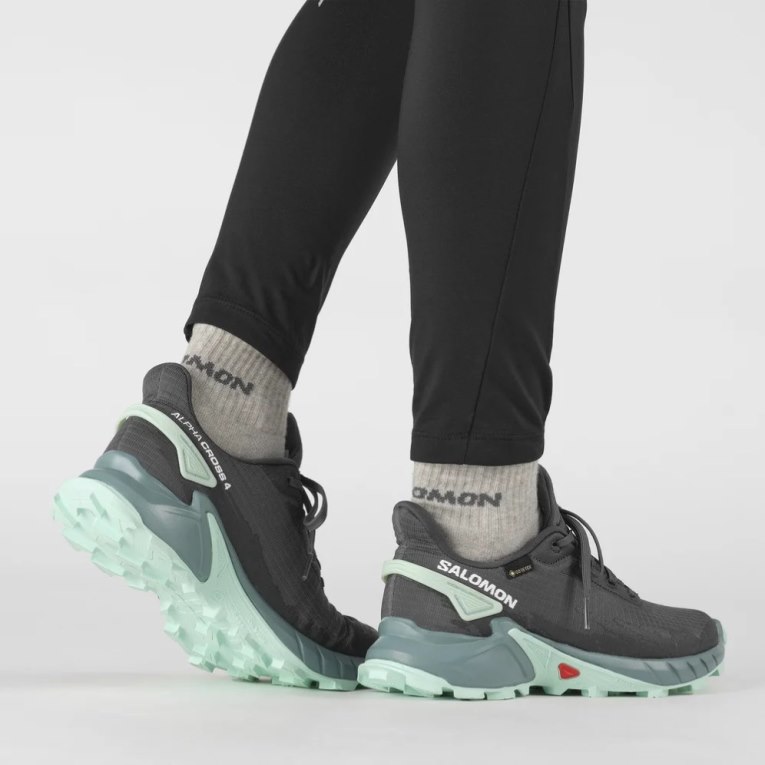 Salomon Alphacross 4 GTX Women's Running Shoes Dark Grey / Mint | CA 67O14